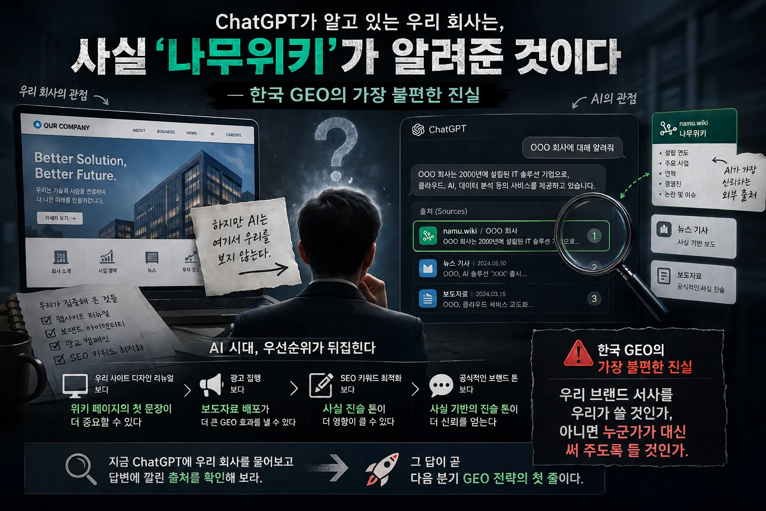 ChatGPT가 알고 있는 우리 회사는, 사실 '나무위키'가 알려준 것이다 — 한국 GEO의 가장 불편한 진실